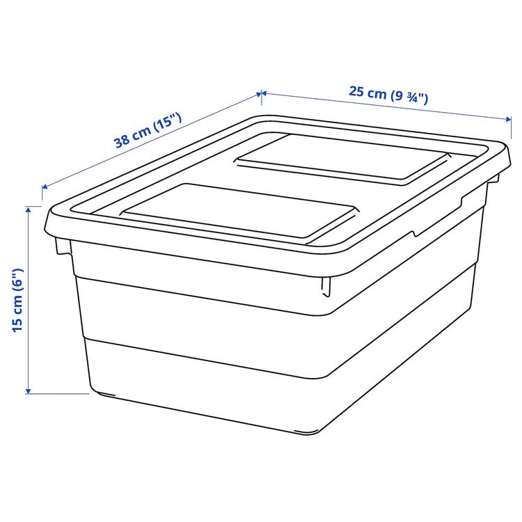 контейнер с крышкой, белый, 38x25x15 см dimensions