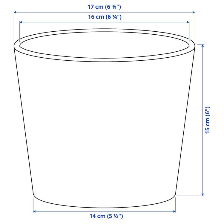 кашпо, белый, 15 см dimensions