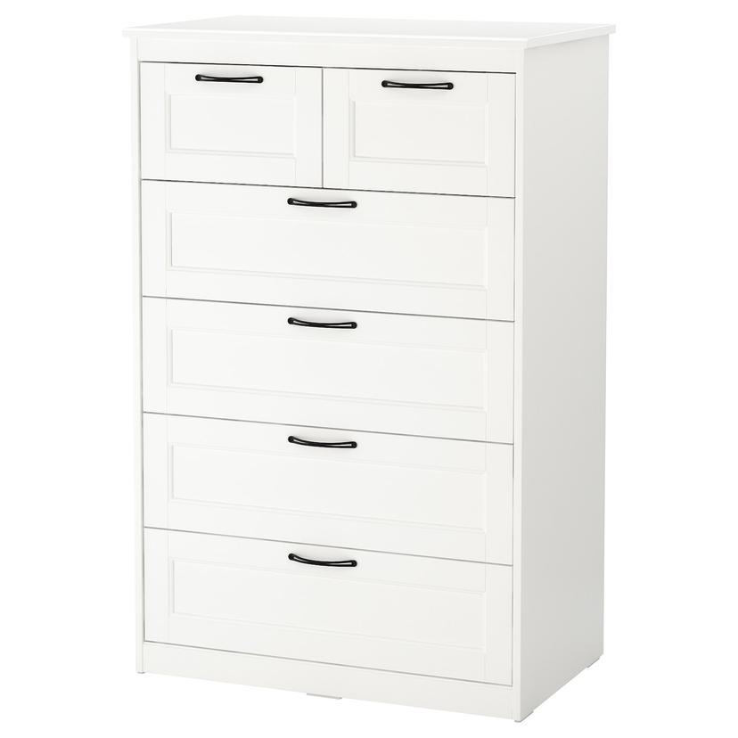 SONGESAND — комод с 6 ящиками, белый, 82x126 см