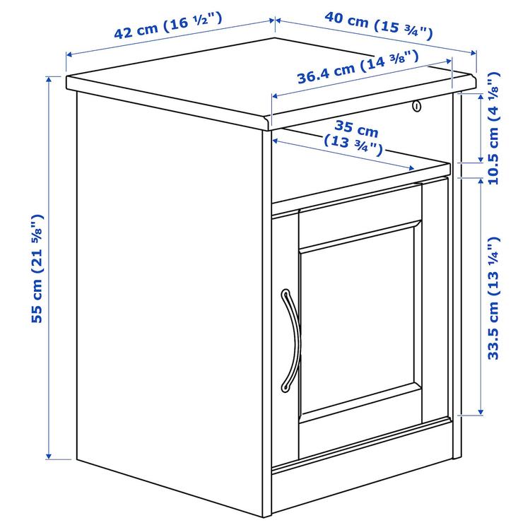 тумба прикроватная, белый, 42x40 см dimensions