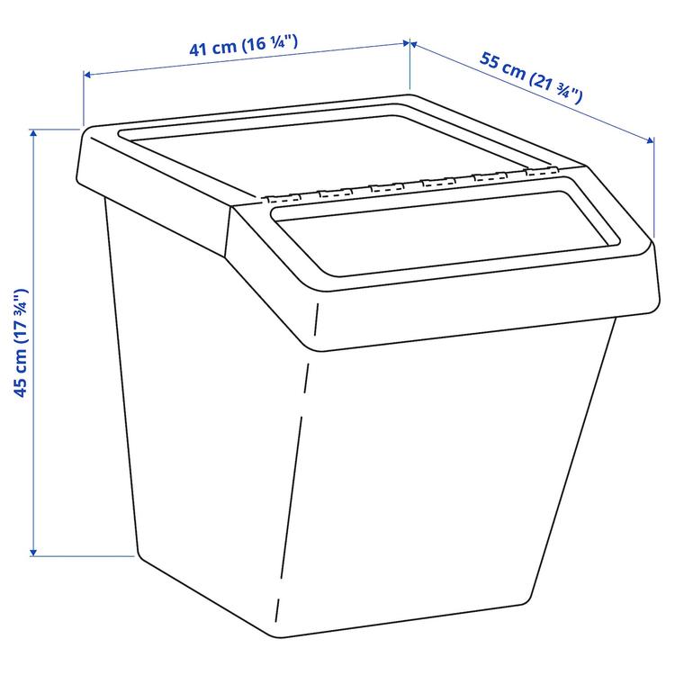 бак мусорный, белый, 60 л dimensions