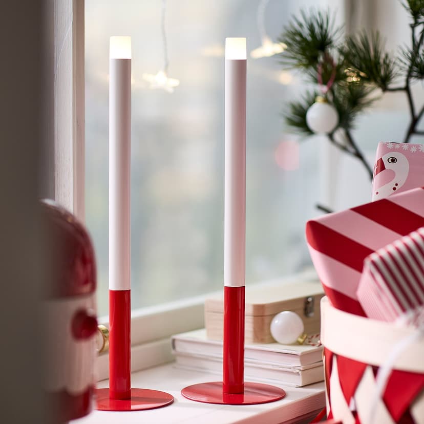 STRÅLA — Świeca LED, na baterie czerwony, 