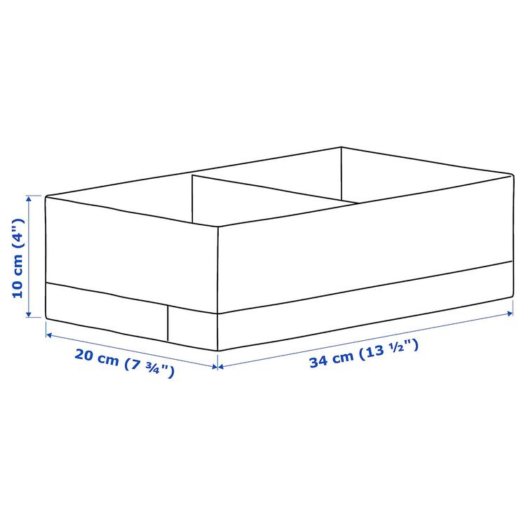 ящик с отделениями, белый, 20x34x10 см dimensions