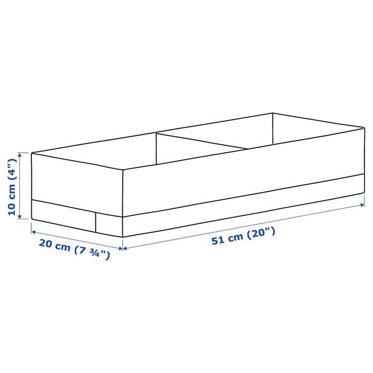 ящик с отделениями, белый, 20x51x10 см dimensions