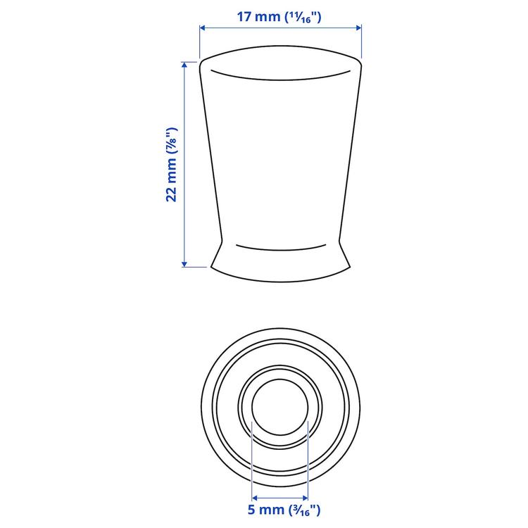 ручка мебельная, дуб, 17 мм dimensions