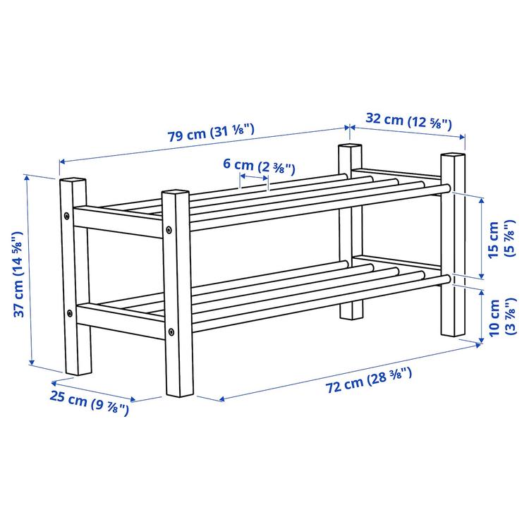 полка для обуви, белый, 79x32x37 см dimensions