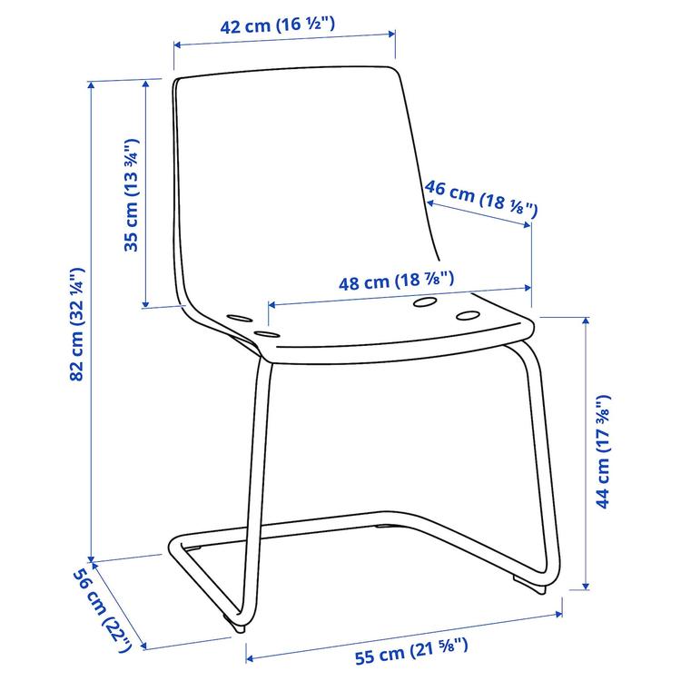 стул, прозрачный/хромированный dimensions