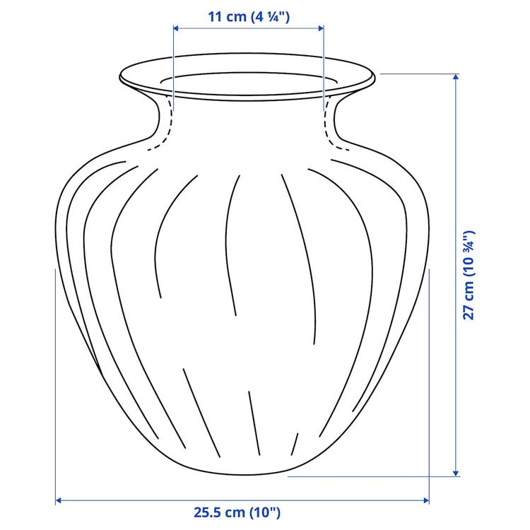 ваза, серый, 27 см dimensions