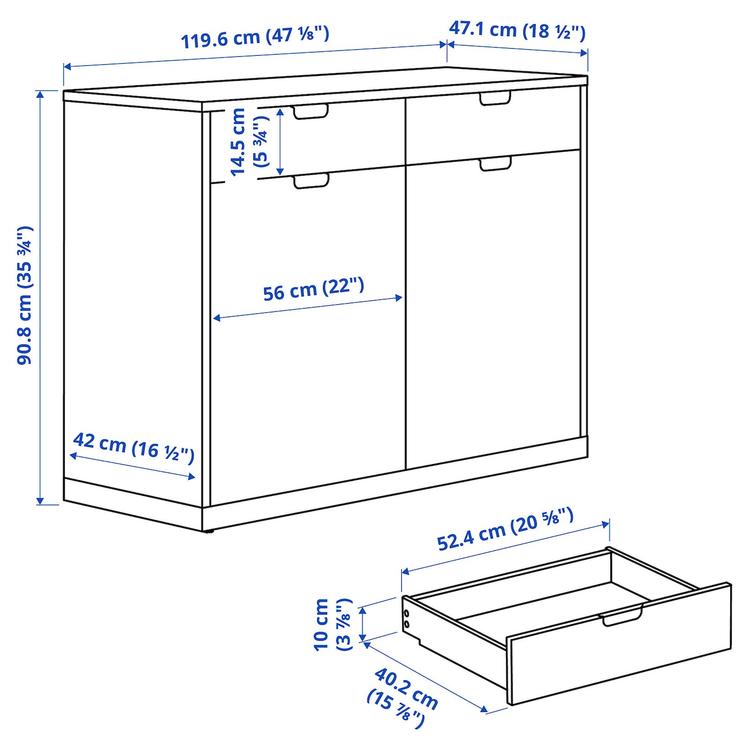 сервант, белый с оттенком, 120x47x91 см dimensions