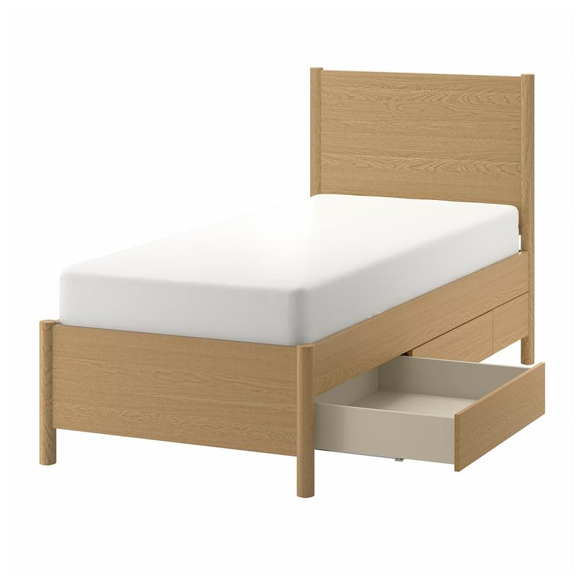 TONSTAD — каркас кровати с ящиками, дубовый шпон, 90x200 см