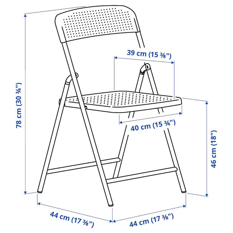 садовый стул, складной/белый dimensions