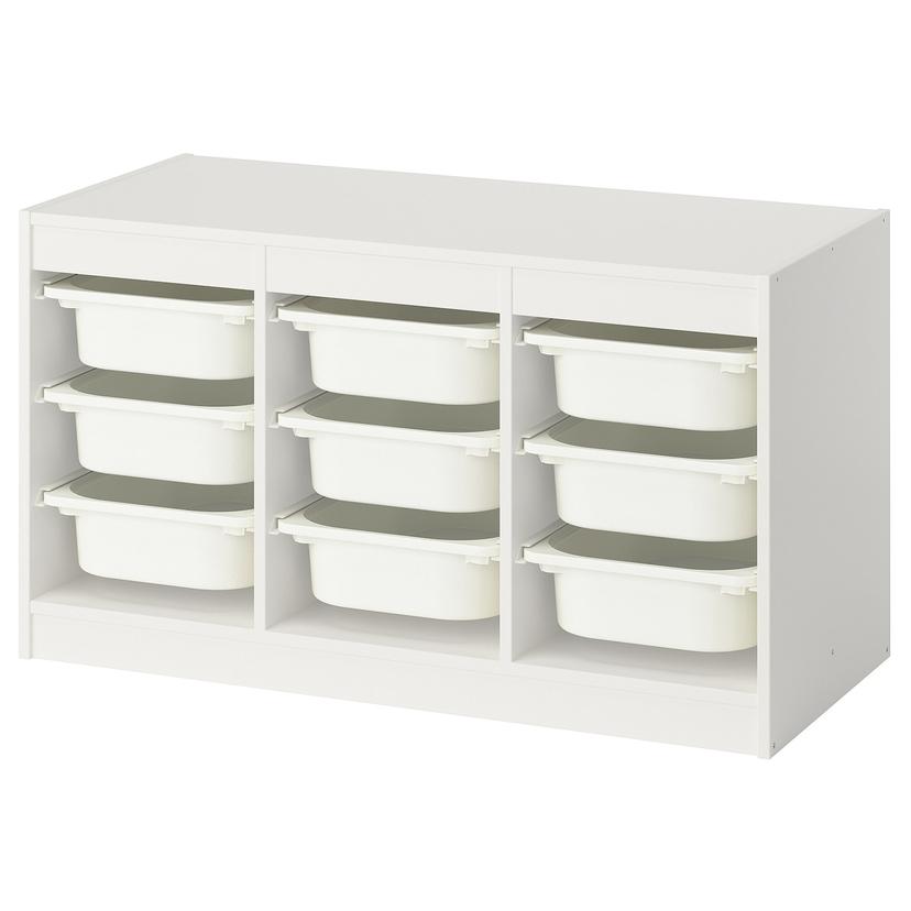 TROFAST — комбинация д/хранения+контейнеры, белый/белый, 99x44x56 см