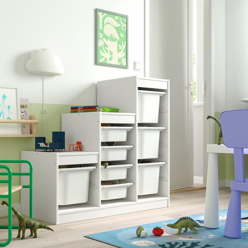 TROFAST — комбинация д/хранения+контейнеры, белый/белый, 99x44x94 см