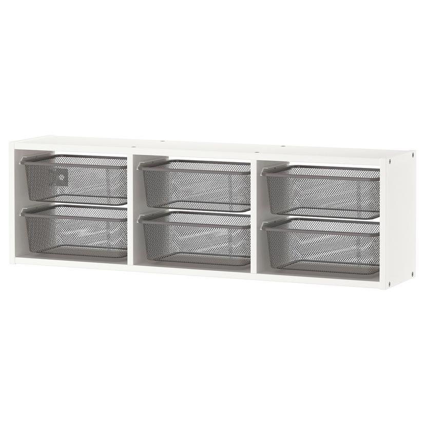 TROFAST — настенный модуль для хранения, белый/темно-серый, 99x21x30 см