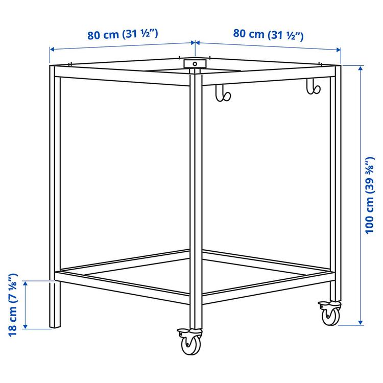 Основание столешницы, 80x80x100 см dimensions