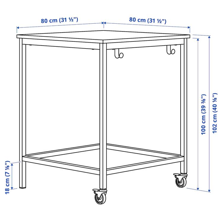 стол, белый, 80x80 см dimensions