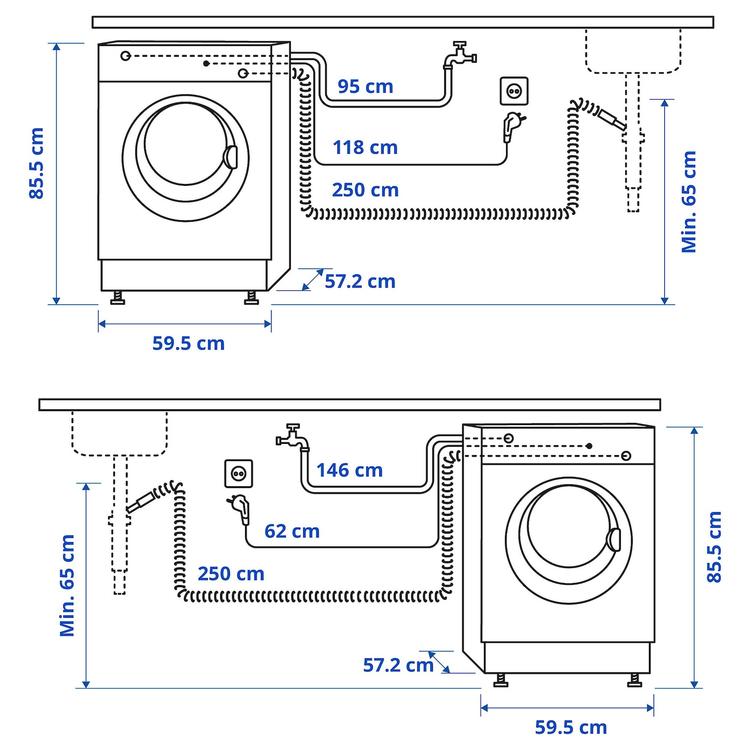 стиральная машина, ИКЕА 300, 7 кг dimensions
