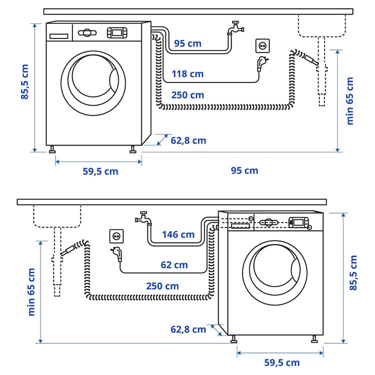 стиральная машина, IKEA 500, 8 кг dimensions