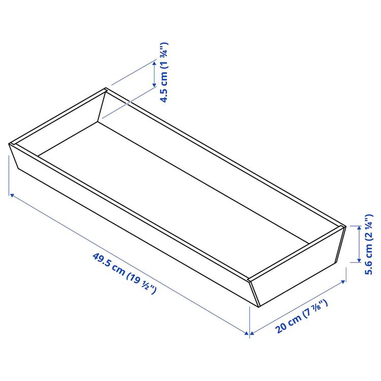лоток д/кухонных принадлежностей, светлый бамбук, 20x50 см dimensions