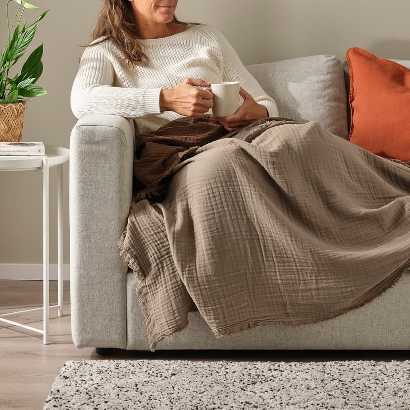 VALLKRASSING — плед, серо-коричневый светлый, 150x200 см