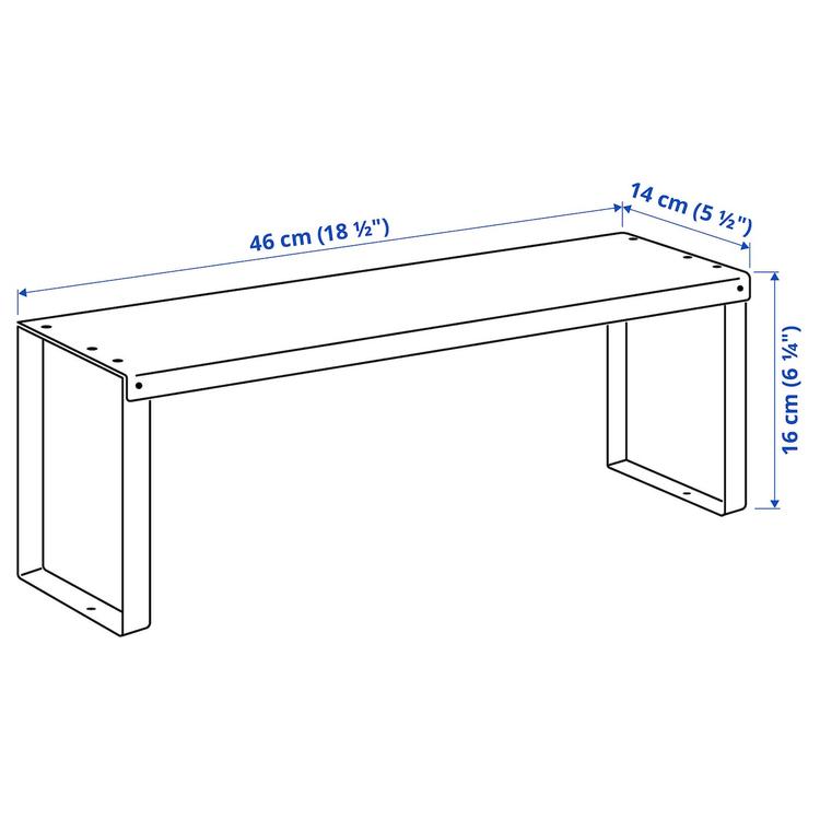 Вставная полка, 46x14x16 см dimensions