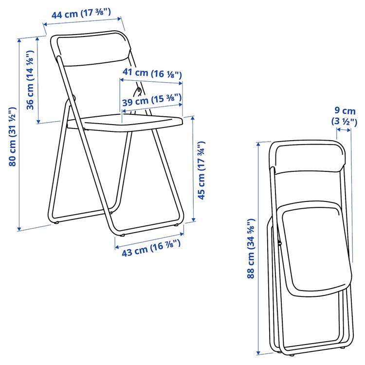 стул складной, белый dimensions