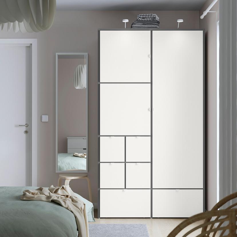 VISTHUS — гардероб, серый/белый, 122x59x216 см