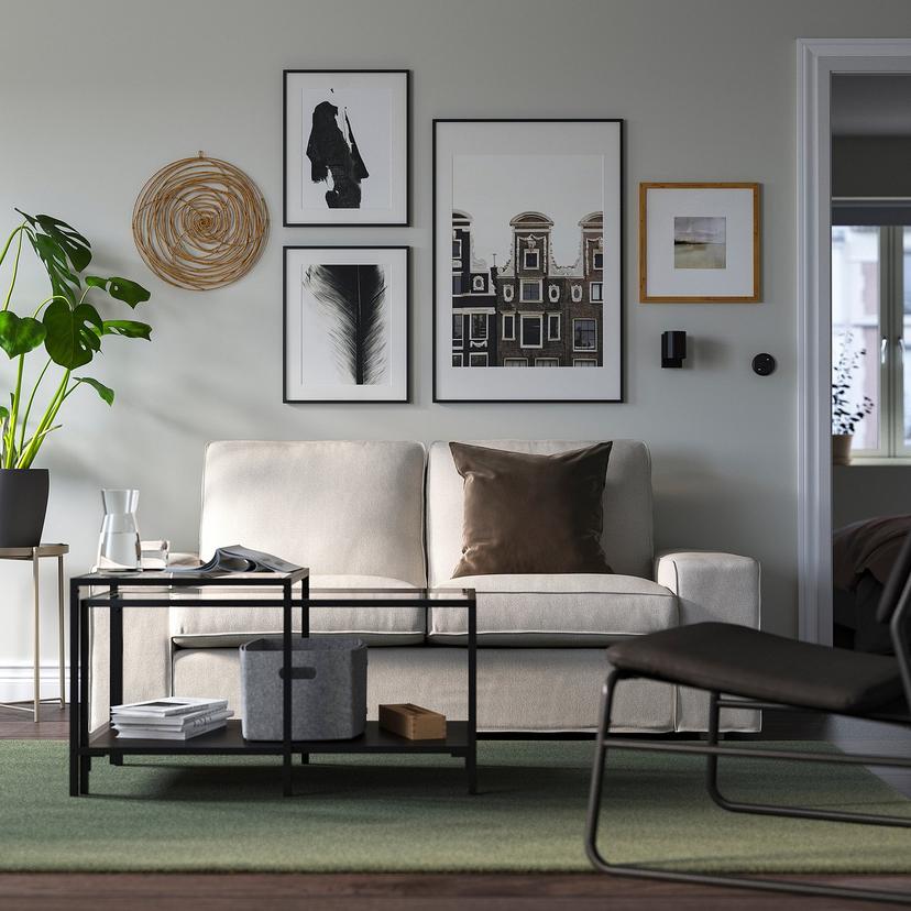 VITTSJÖ — комплект столов, 2 шт, черно-коричневый/стекло, 90x50 см