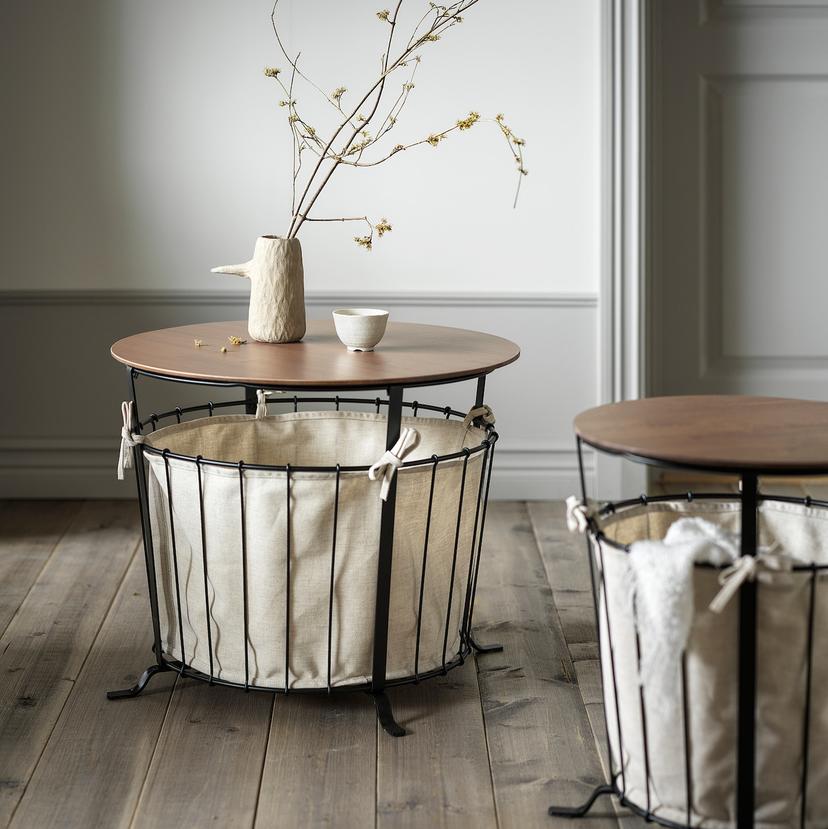 ÄNGESBYN — столик с отделениями д/хранения, черный/сосна светло-коричневая морилка, 60 см