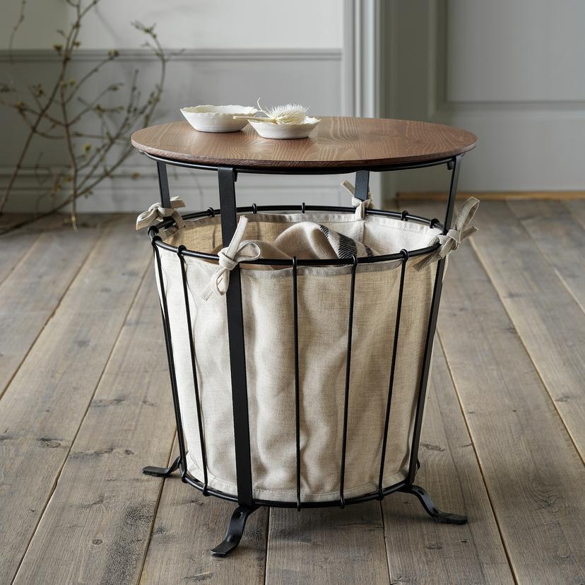 ÄNGESBYN — столик с отделениями д/хранения, черный/сосна светло-коричневая морилка, 43 см