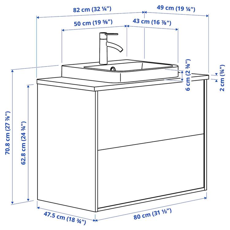 шкаф с ящиками/раковина/смеситель dimensions