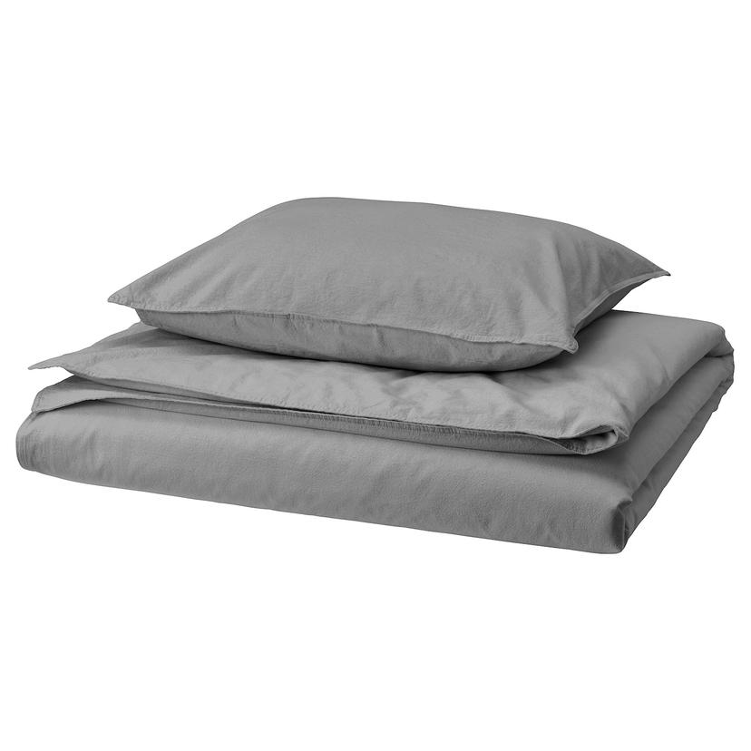 ÄNGSLILJA — пододеяльник и наволочка, серый, 150x200/50x60 см