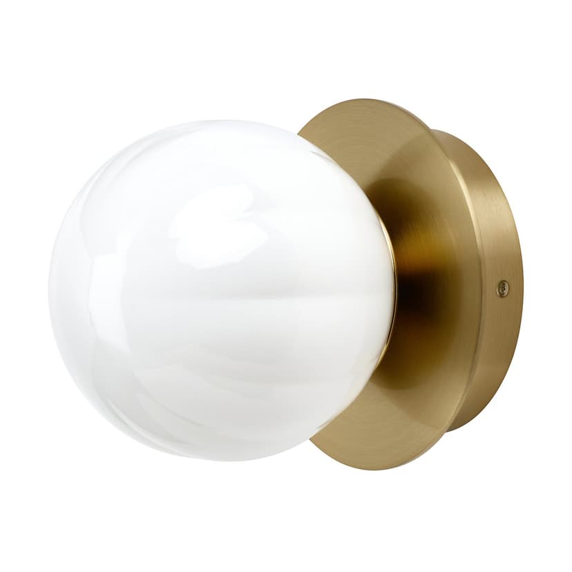 AKTERSPRING — Lampa ścienna, stała instalacja, opalowa biel szkło/mosiądzowane,