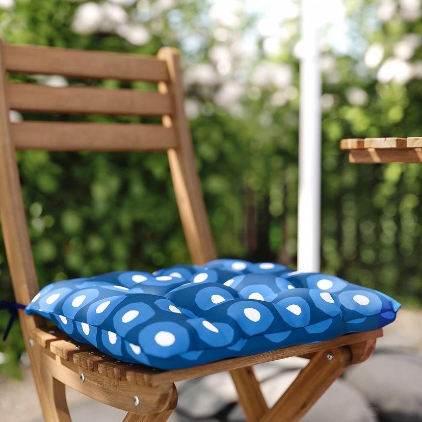 ASKHOLMEN — Stół+2 składane krzesła, na zewątrz, składany ciemnobrązowy/Klösan granatowy,