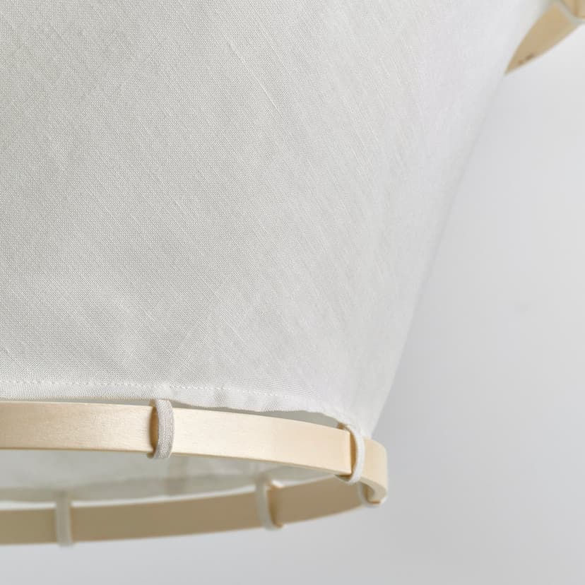 BÄCKMÄRKE — Lampa wisząca, biały tkanina/drewno,