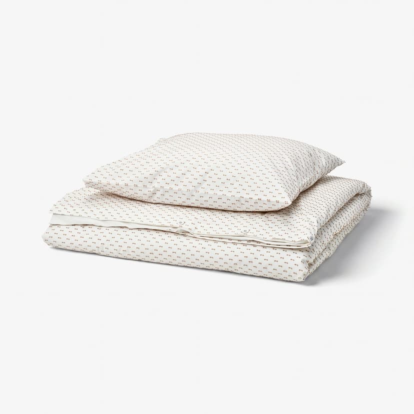 BANDKNIPPE — Пододеяльник и наволочка, белый/бежевый, 150x200/50x60 см