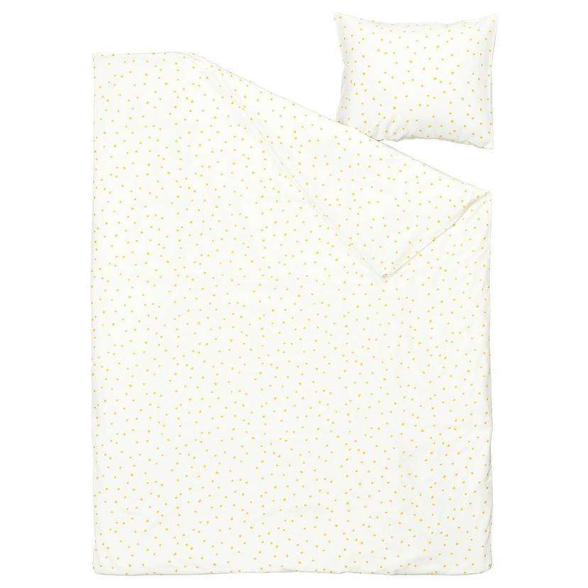 BARNDRÖM — Poszwa na kołdrę i poszewka, biały żółty/wzór w kropki,