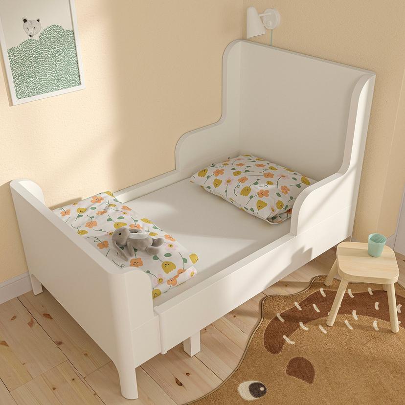 BARNDRÖM — Prześcieradło z gumką/łóżko rozsuwa, biały,