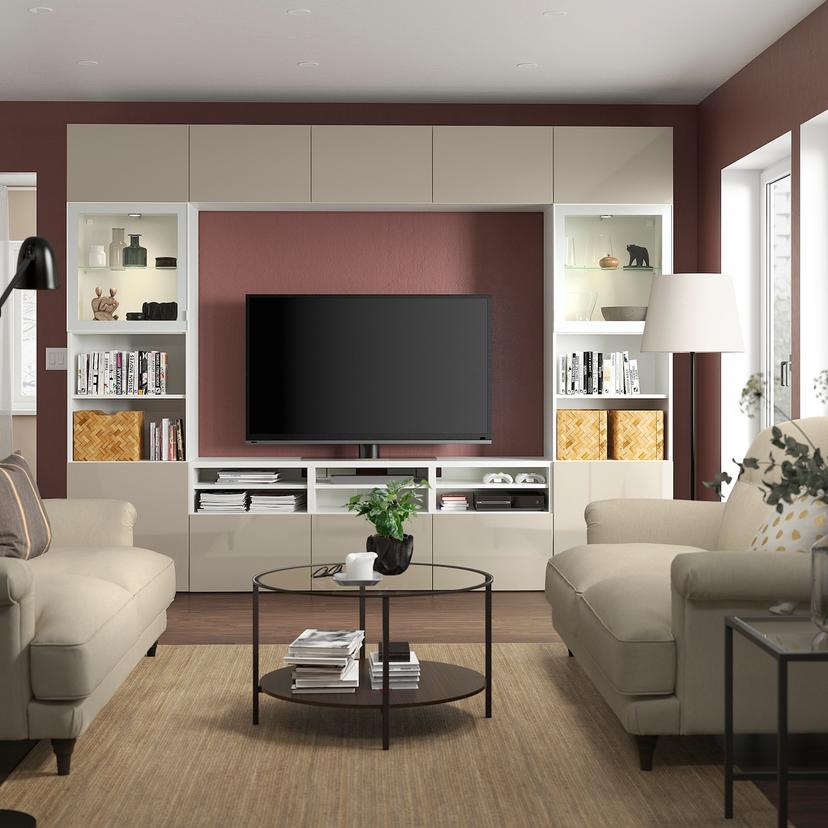 BESTÅ — шкаф для ТВ, комбин/стеклян дверцы