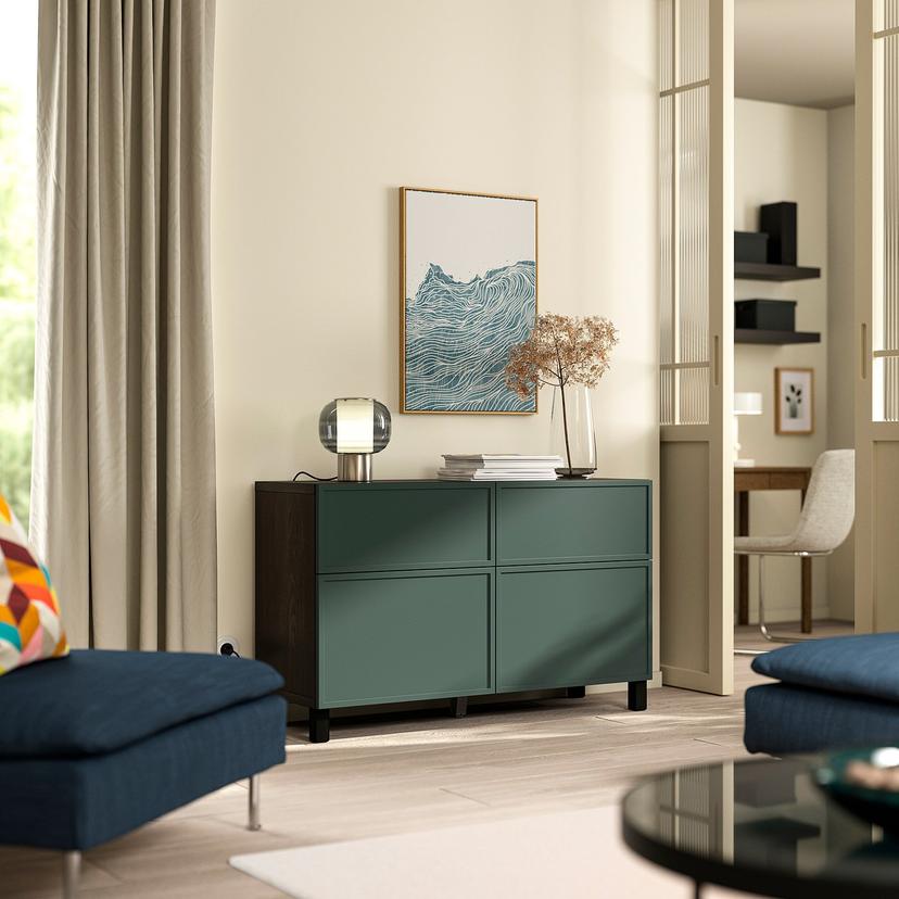 BESTÅ — Комплект стеллажей с дверцами/ящиками, 120x42x74 см