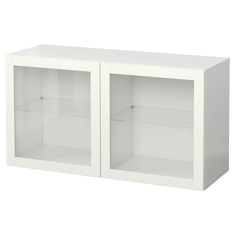 BESTÅ — комбинация настенных шкафов, белый/Sindvik прозрачное стекло, 120x42x64 см