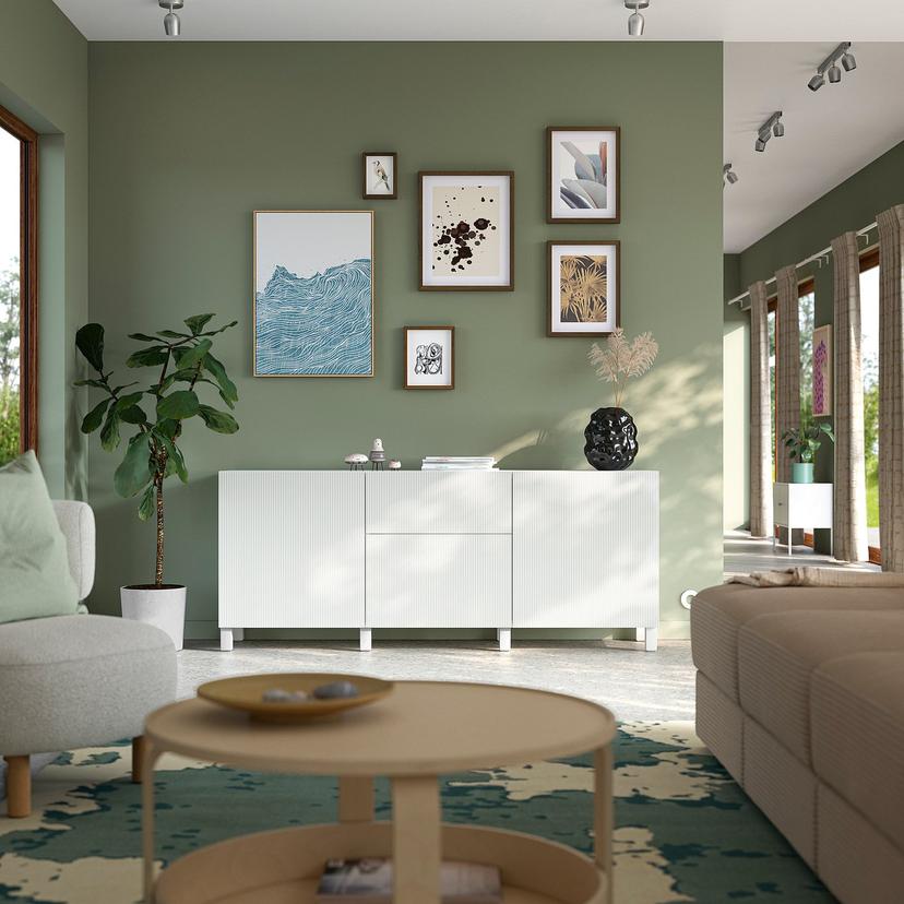 BESTÅ — Комбинация с ящиками, Фёрвалтаре белый/Стуббарп белый