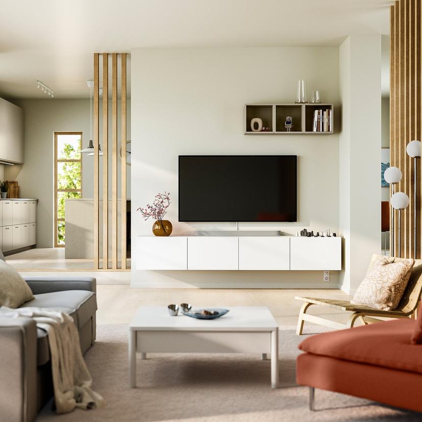 BESTÅ — тумба под ТВ, с дверцами, белый/Lappviken белый, 240x42x38 см