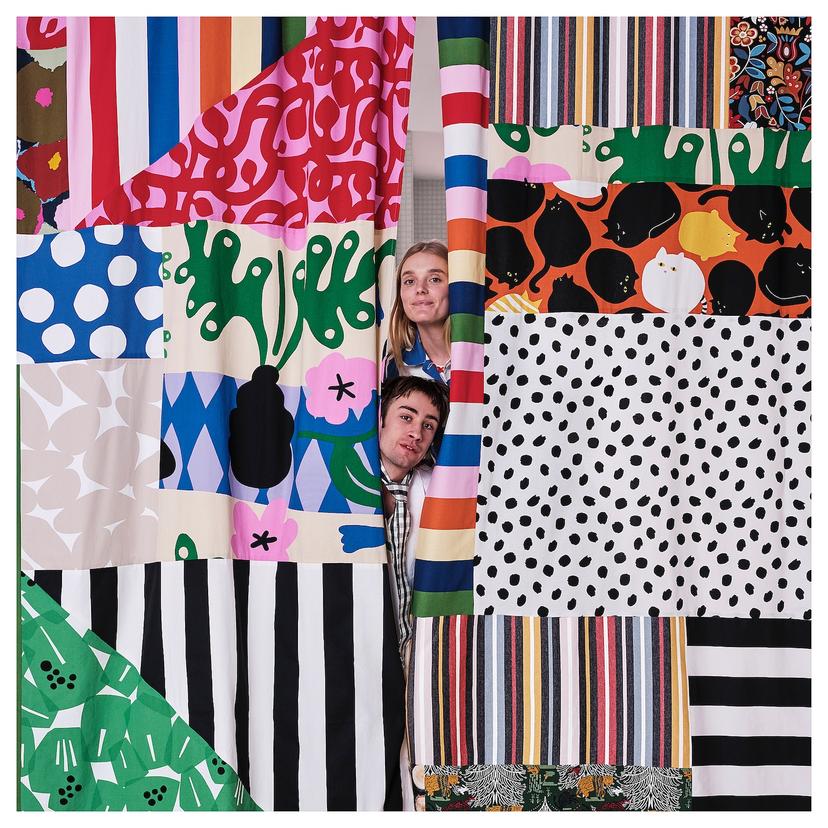 BLÅRAPUNKEL — отрез ткани, разноцветный, 150x300 см