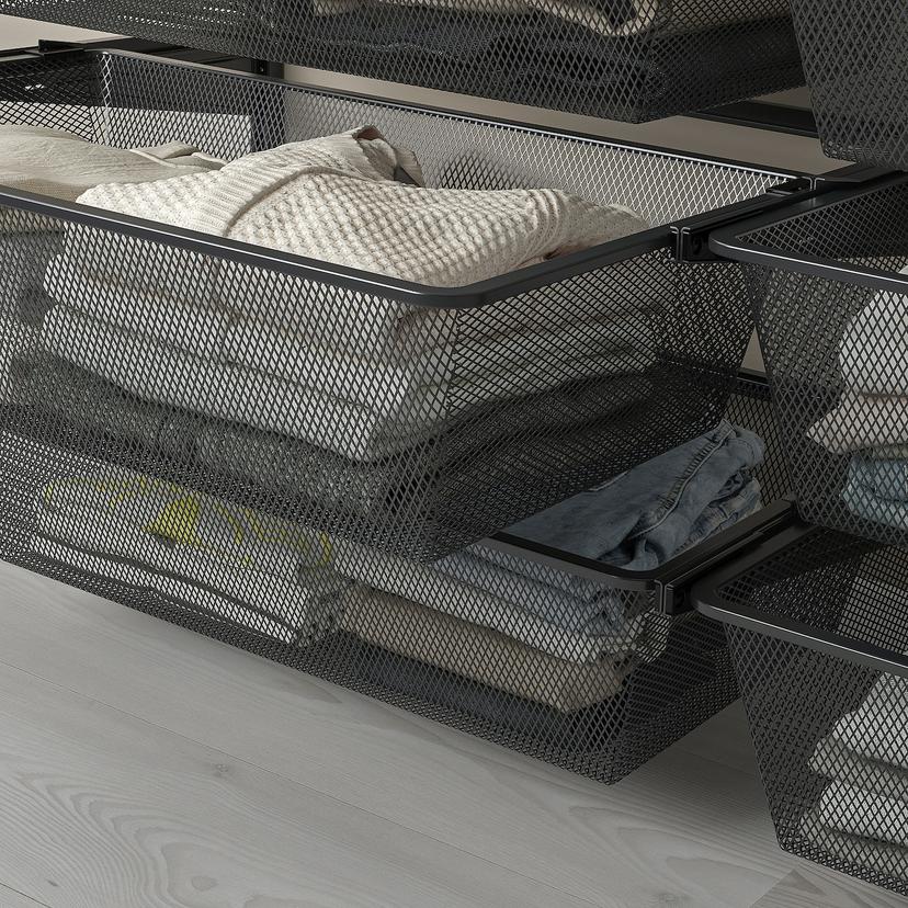 BOAXEL — сетчатая корзина, антрацит, 60x40x15 см