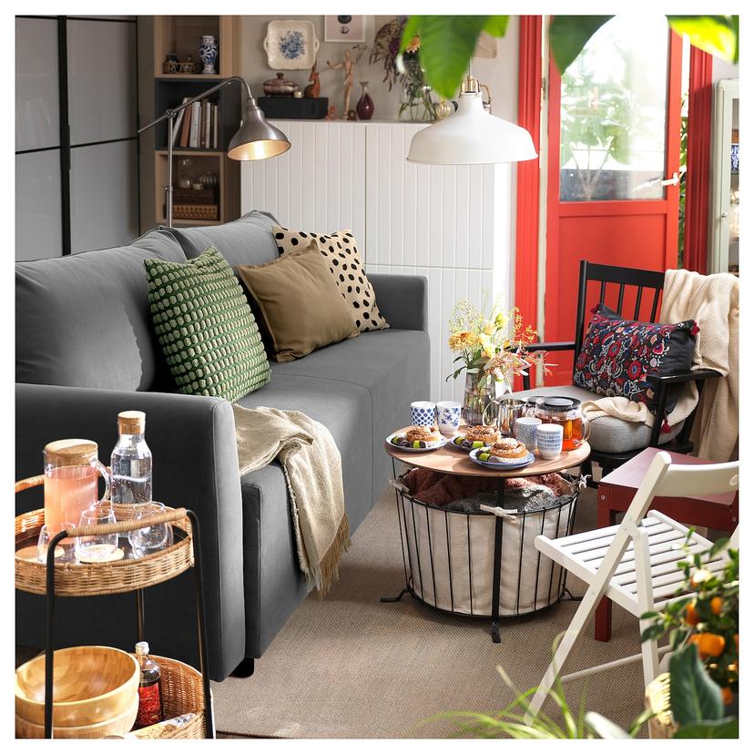 BRISSUND — 3-местный диван-кровать, Hakebo темно-серый