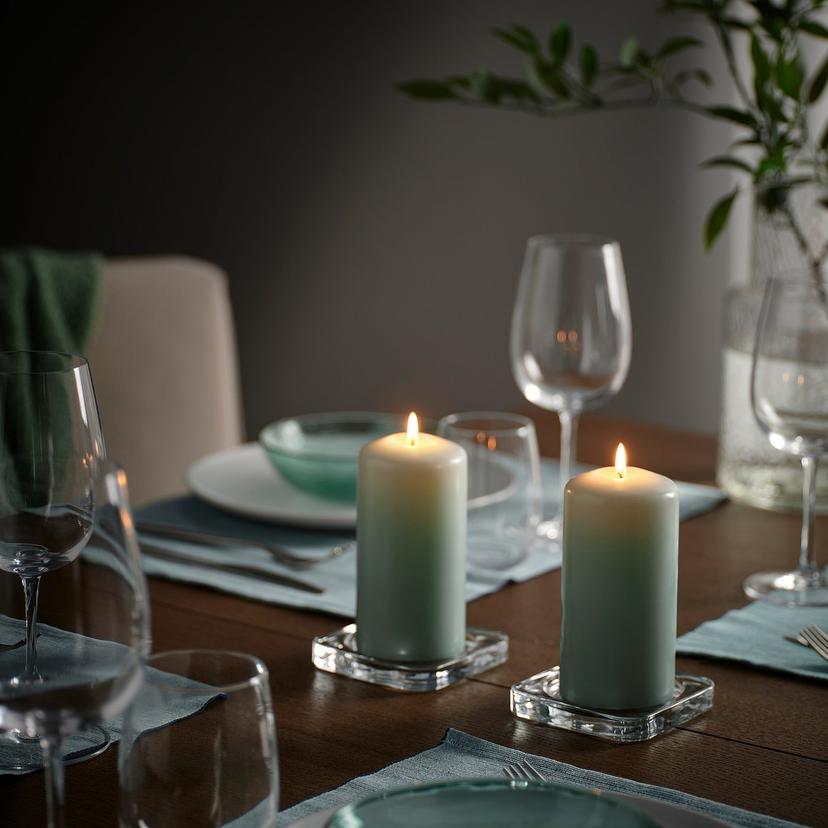 DAGLIGEN — неароматическая формовая свеча, светлый серо-зеленый, 14 см 40 ч