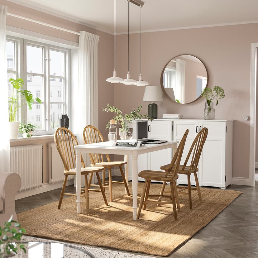 DANDERYD / SKOGSTA — Стол и 4 стула, белый/акация, 130 см