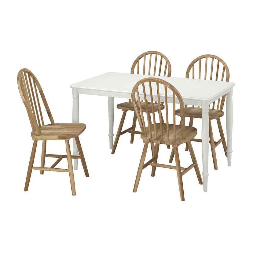 DANDERYD / SKOGSTA — Стол и 4 стула, белый/акация, 130 см