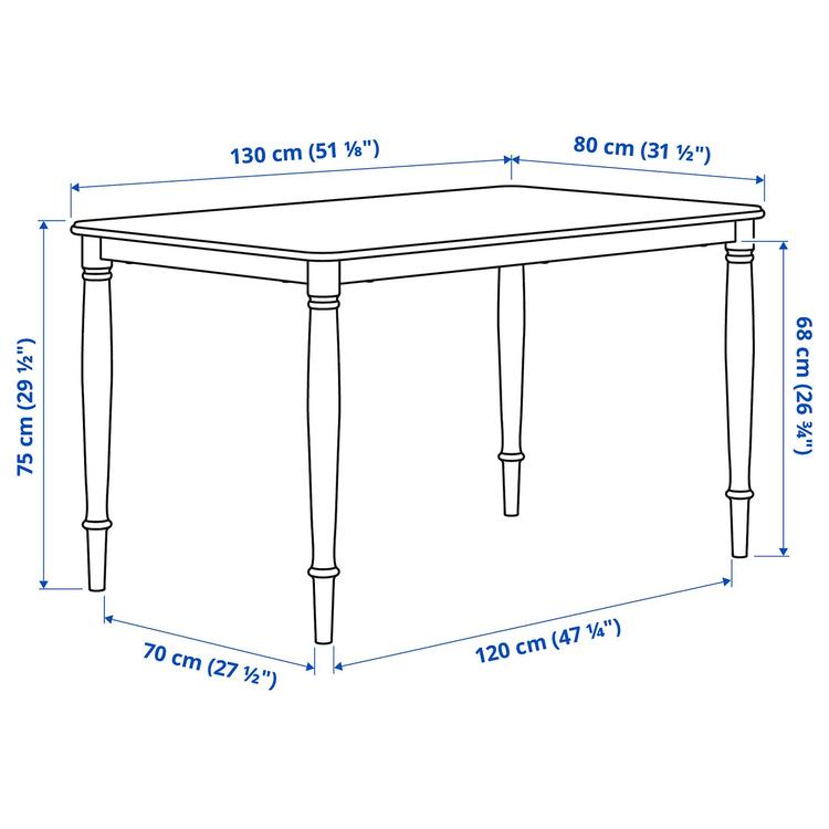 стол и 4 стула, черный/акация, 130 см dimensions